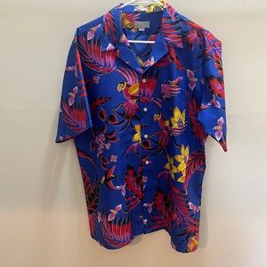 Vibrant Blue Floral Men's Casual Shirt